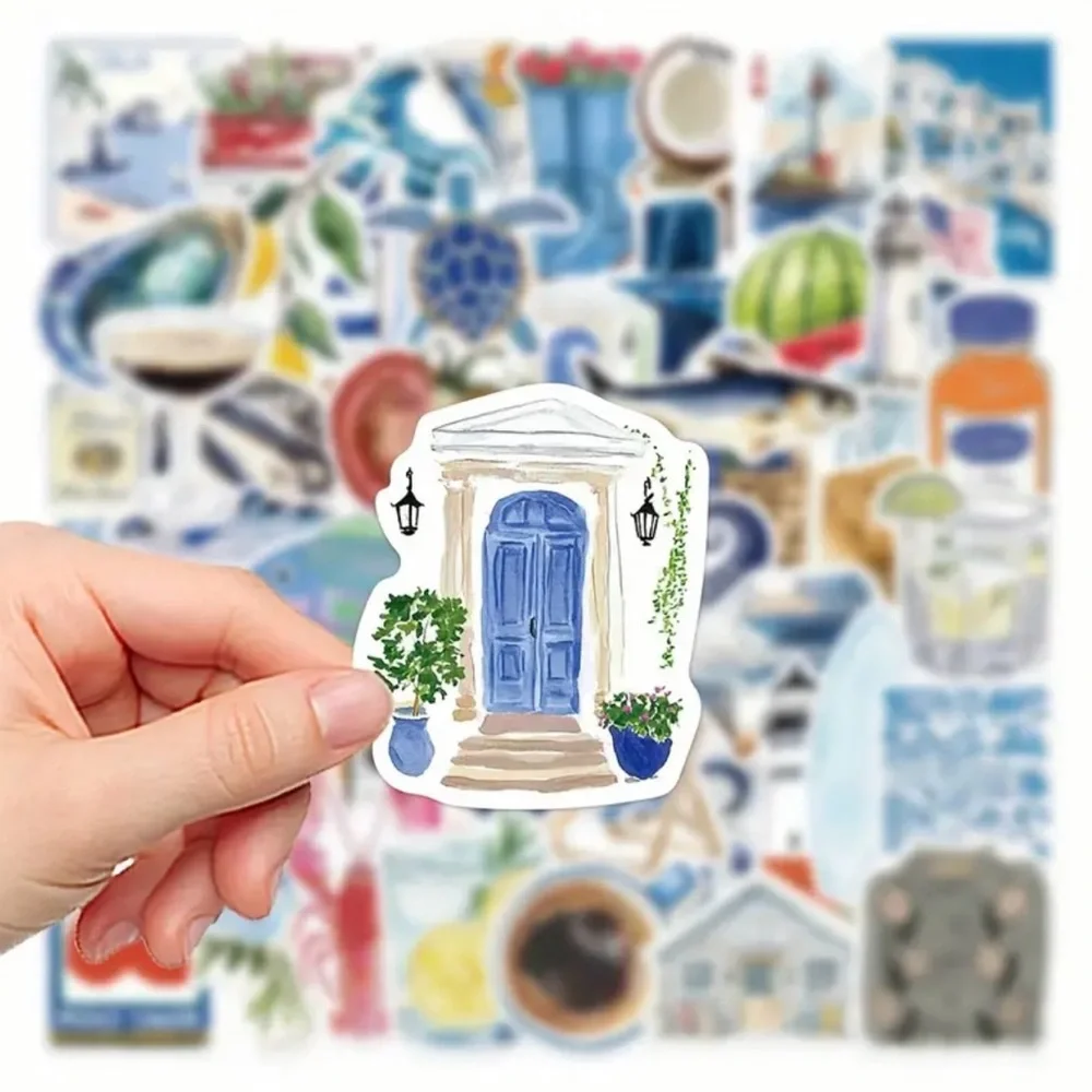 Colorful Italian-Themed Stickers Set of 50 Nautical Sailing Amalfi Tomato Drinks - Picture 8 of 9